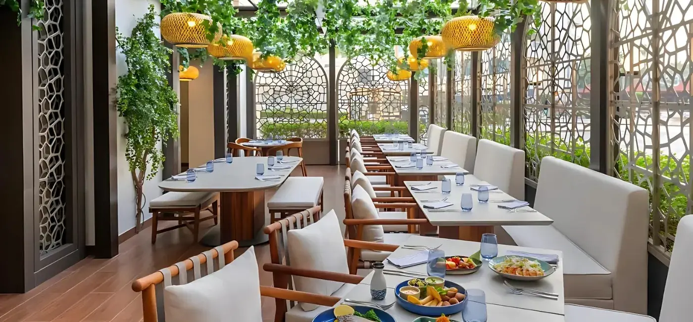 Aqua Restaurant view of JA Ocean View Hotel Jumeirah Beach Dubai